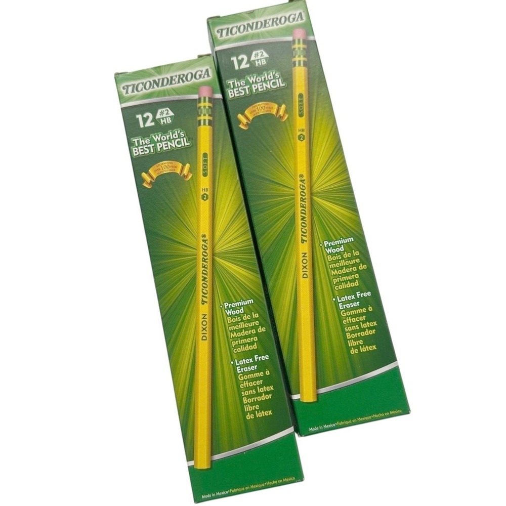 Dixon Ticonderoga #2 HB Pencils 24 Count Yellow‎ Woodcase Soft Graphite 13882